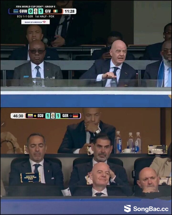 Chủ tịch FIFA có mặt trên khán đài ở 2 trận đấu diễn ra cùng một thời điểm.