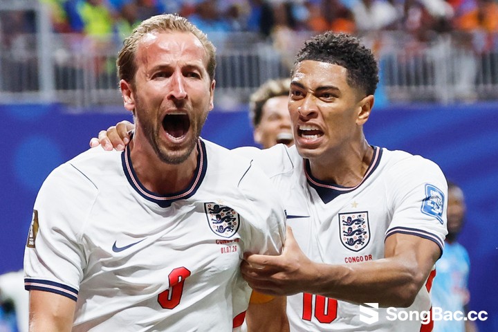 Anh thắng CHDC Congo ở vòng 1/16 nhờ cú đúp muộn của Harry Kane. (Ảnh: AP)