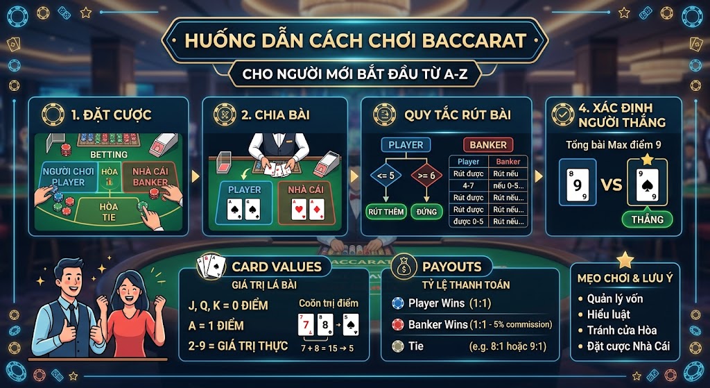 Huống Dẫn Cách Chơi Baccarat Cho Người Mới Bắt Đầu Từ A-Z