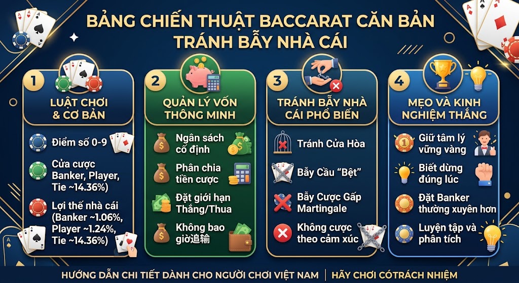 Bảng Chiến Thuật Baccarat Căn Bản Tránh Bẫy Nhà Cái