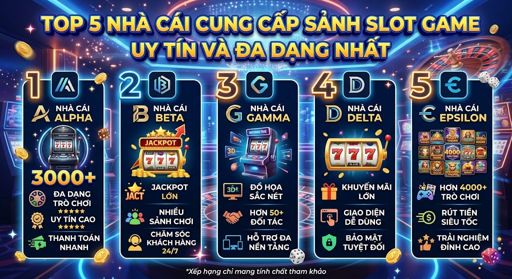 Top 5 nhà cái cung cấp sảnh Slot Game uy tín và đa dạng nhất